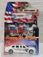 Custom Made Matchbox Cardback " Happy 4th of July " w/Matchbox Cadillac One Presidential Limousine Diecast Model Car - Sealed . 1:64 Scale . Custom Made Matchbox Package w/Matchbox Diecast Car .