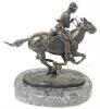 Signed After Frederic Remington TROOPER OF THE PLAINS Bronze Statue on Marble Base, 10.75" Tall, Estimated Hammer Price $80 - $200 USD - 3
