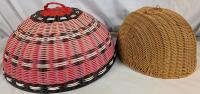 2 Wicker Style Cloches. Largest is 18" Across.