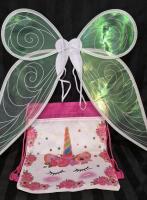 New Girl's Fairy Wings 18" Long & Drawstring Backpack 10.5 by 13.5"