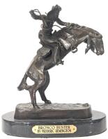 [Rare] Signed Vintage FREDERIC REMINGTON Bronco Buster Bronze Statue Atop Marble Base, 10.75" Tall, Estimated Hammer Price $800 - $1,200+