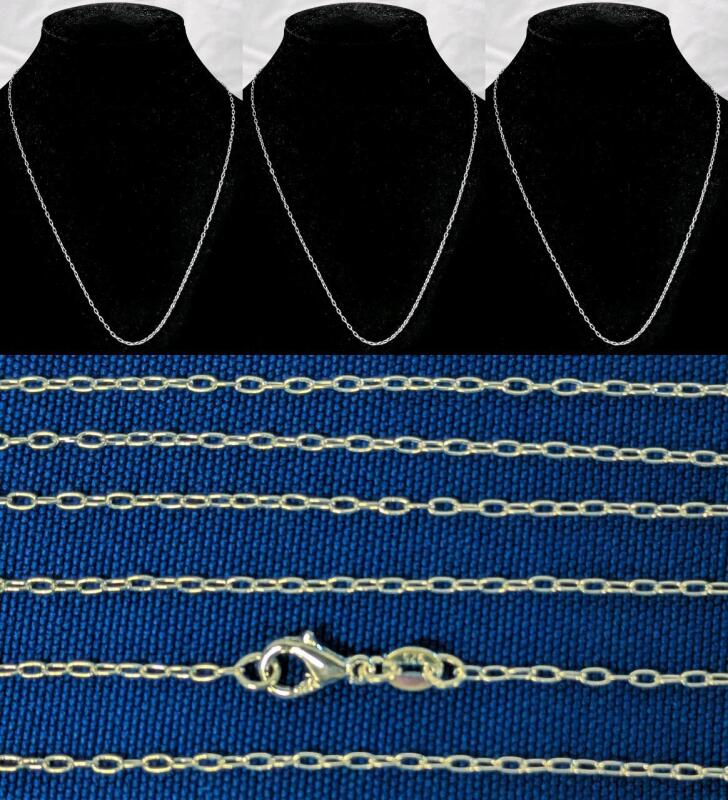 3 New Dainty Long Link Stamped 925 Chains. 18" Long Each
