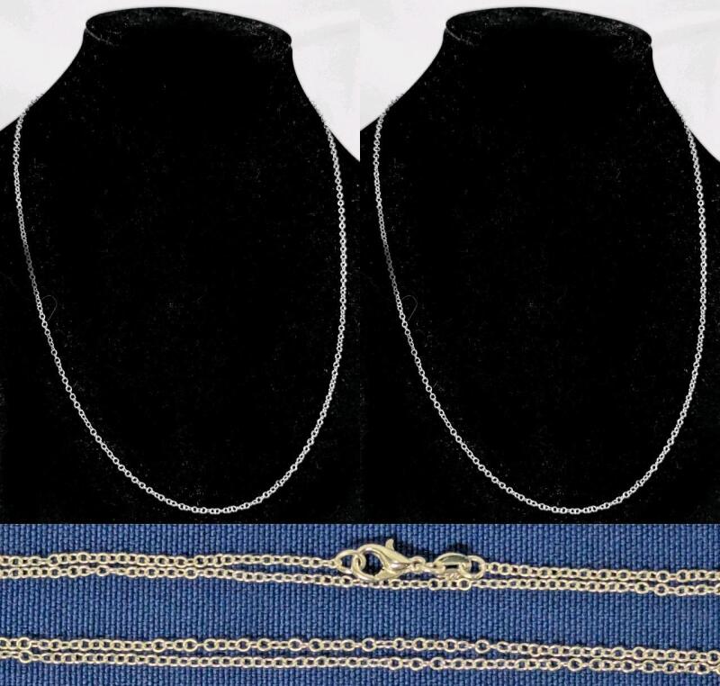 2 New Brilliant Dainty Stamped 925 Chains, 18" Long