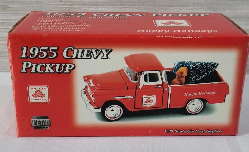 State Farm Insurance 1955 Chevy Pickup Diecast Replica Model Truck in Box , 1:38 Scale