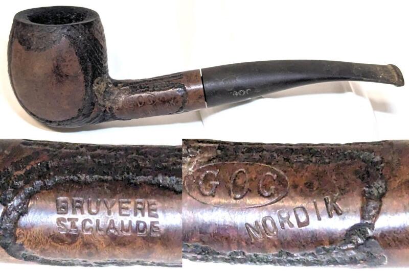 Vintage GOC NORDIK Bruyere St Claude Hand-Carved Smoking Pipe, 5.75" Long, Previously Smoked