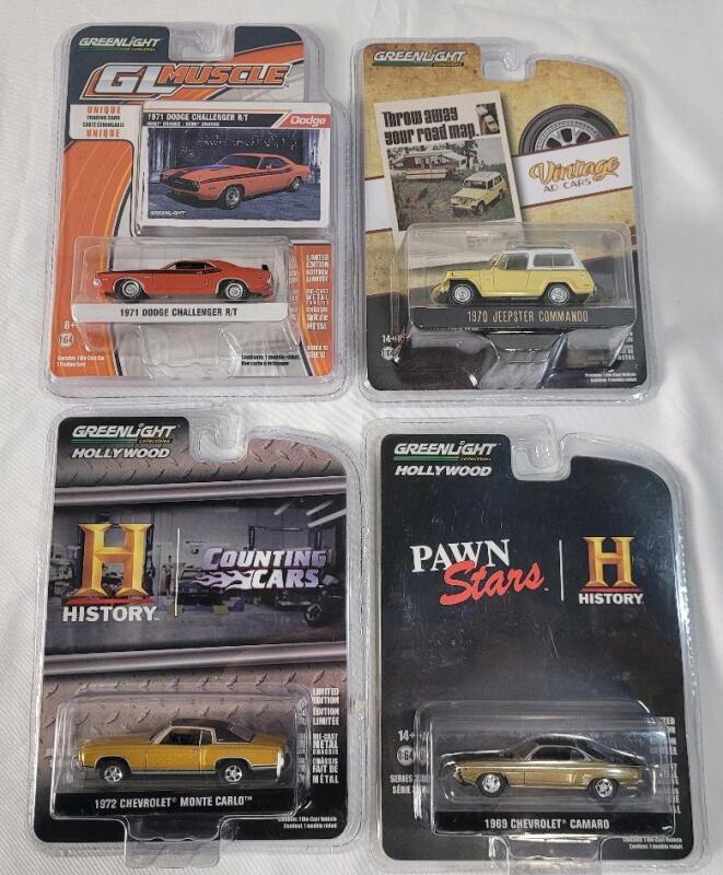 Four (4) New Sealed Greenlight Collectibles Diecast Model Cars , 1:64 Scale .
