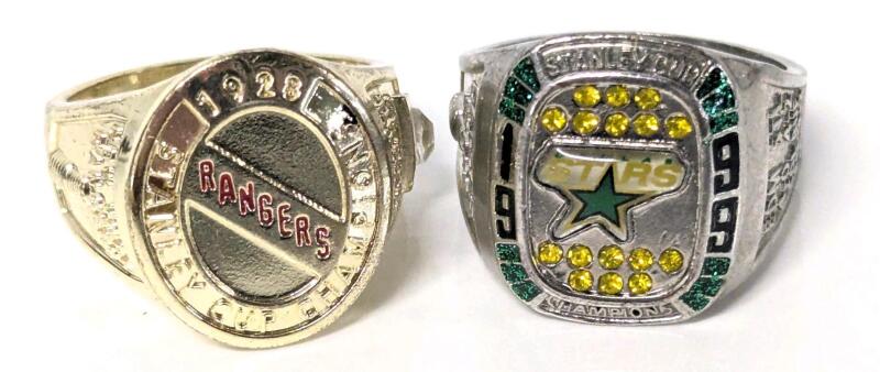 2 Vintage Size 11 Men's New York Rangers NHL Stanley Cup l Molson Canadian & Dallas Stars Stanley Cup Champions Rings