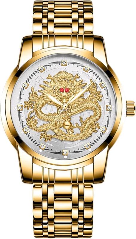 New RORIOS Dragon Dial Shenron Dominion Metal Case Mens Analogue Quartz Watch With Gift Box, Working