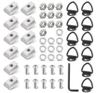 10 New Red Wolf RED WOLF 3/8"-16 Thread T-Slot Nut Tie Down V-Ring Anchor w/1 Inch Button Head Socket Cap Screw Bolt Nut Washer for Toyota Tacoma Tundra Pickup Cargo Bolt Bed Deck Rail Cleat Included Wrench