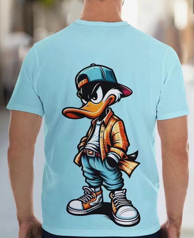New Men&rsquo;s Size Medium Casual Comfort T-Shirt Light Blue, Short Sleeve, Crew Neck Street Wear Duck 93% Polyester 5% Spandex Stock photos added
