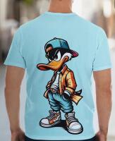 New Men&rsquo;s Size Medium Casual Comfort T-Shirt Light Blue, Short Sleeve, Crew Neck Street Wear Duck 93% Polyester 5% Spandex Stock photos added