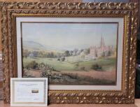 British Artist D. Pringle " View in Gateshead " Framed Original Watercolor Painting Heightened with Gum Arabic and Scratching out on Wove Paper . Signed and Dated by Artist Lower Right - D. Pringle 1884 . COA by Global Fine Art