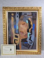 Artist Albert Coste (1896-1985) " Evocation " - 1982 Original Oil Painting on Canvas , Signed by Artist . With COA by Global Fine Art . Measures in Frame 28.5"&times;36"
