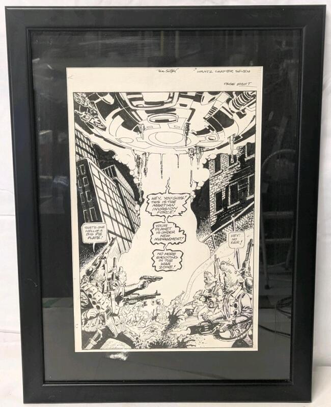 Original Vintage 1990 " DEATH RATTLE : Dr Wrotwang's Wratzwerks " Comic Art by TOM SUTTON (1937 - 2002) - Chapter 7, Page 8 (Finale) - Professionally Framed & Matted, 17" &times; 23"