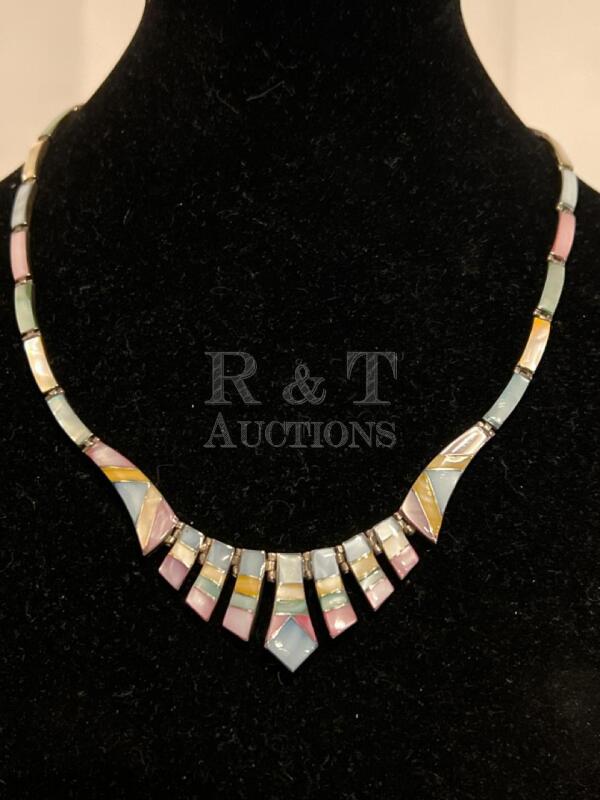 Amazing sterling Pastel Mother Pearl Necklace