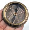New Brass Compass With Screw on Lid in Wooden Gift Box, Compass 2 ⅜" in Diameter - 3