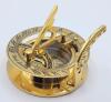 New 2.5" Solid Brass Combination Sundial & Compass in Wooden Box - 2
