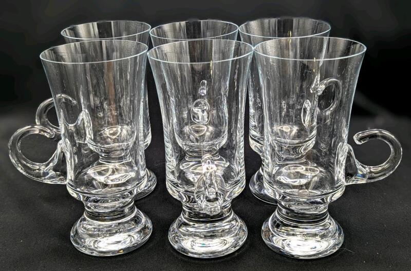 5 Irish Coffee Mugs / Glasses With Curled Handles, 6" Tall Each, No Chips or Cracks