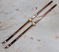 Vintage &Aring;snes Wooden Hickory Cross-Country Skies . Measures 77 &frac14;" long . Made in Norway