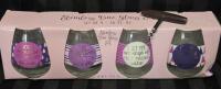4 New Stemless Wine Glass Set (Fun Sayings) 16 Flo. Oz. and Wooden Handle Cork Screw