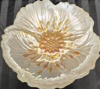 Beautiful Vintage Flash Glass Flower Centerpiece Bowl - 12.75" Diameter & 3" Deep