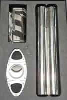 Cigar Gift Box Set : Cigar case/flask 7.15" Long, cigar cutter & Lighter