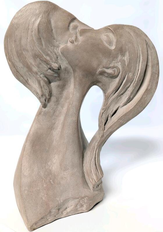Signed Vintage 1980 Austin Prod. "Faces of Love" Fisher C. Sculpture, 13.25" Tall