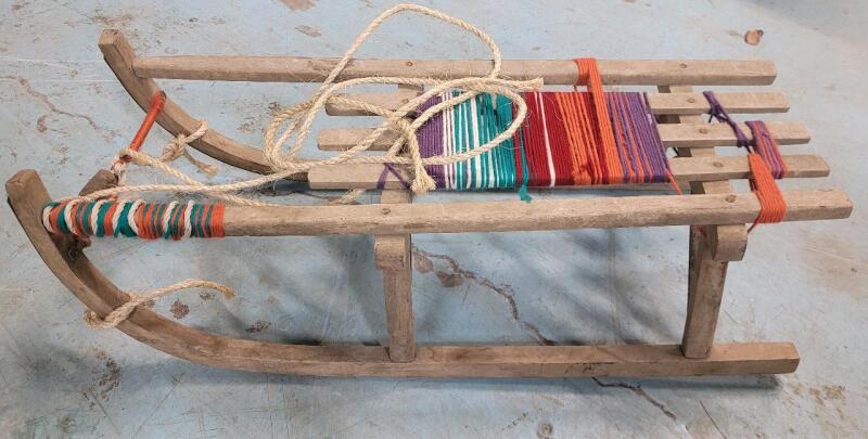 Vintage Wooden Sled For Home Decor Measures 13"&times;33"&times;11" .
