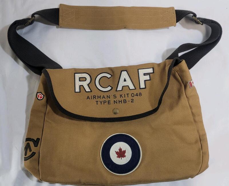 Red Canoe RCAF Shoulder Bag - RCAF Heritage Collection . Heavy Cotton Twill with Appliqu&eacute; Patches , Adjustable Shoulder Strap , Measures 14&Prime;&times;3.5&Prime;&times; 11&Prime;