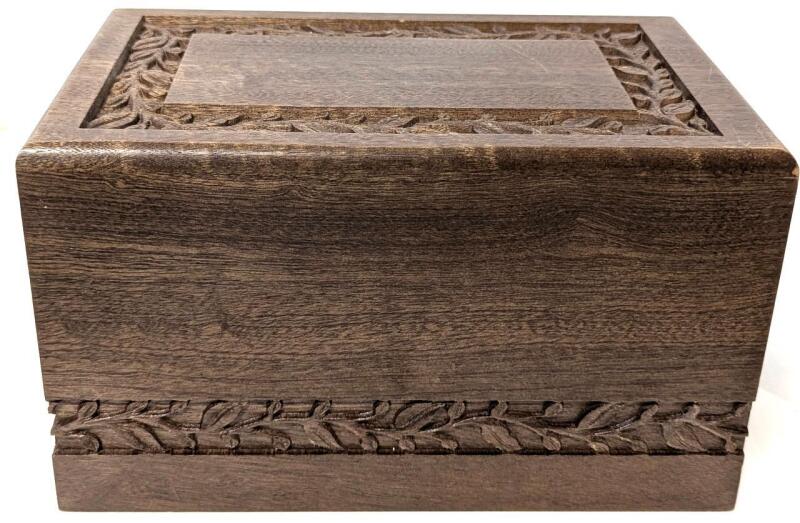 Rosewood Urn For Cremains / Cremation Remains For Adults, Crack in Corner, 9.5" &times; 6" &times; 5.25"