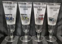 4 Vintage Libbey Classic Cars 8oz Pilsner Beer Glasses Set of 4