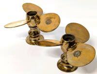 Ahoy! Vintage Pair of Brass Propeller Candlestick Holders, 2.5" Tall Each
