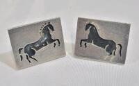 Vintage Men's 925 Mexico Silver " Horse " Cufflinks . See photos for size