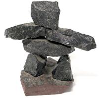 Vintage Thunder Bay Ontario Handmade Black Granite Stone Inukshuk, 5.75" Tall
