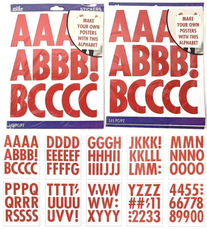 2 New Packs Sticko Alphabet Stickers, Font: Futura Regular, Letters 2.75" Tall, 145 Pieces Per Pack, Make Your Own Posters!