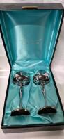 Vintage Burke & Wallace Silversmiths Box Set of 2 Goblets - 7" Tall