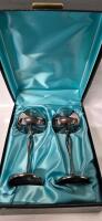 Vintage Burke & Wallace Silversmiths Box Set of 2 Goblets - 7" Tall