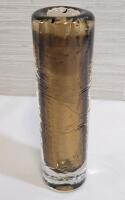 Vintage Schott Zwiesel Solifleur Art Glass Vase . Unsigned . Measures 7" tall . Heavy Thick Clear / Brown Glass