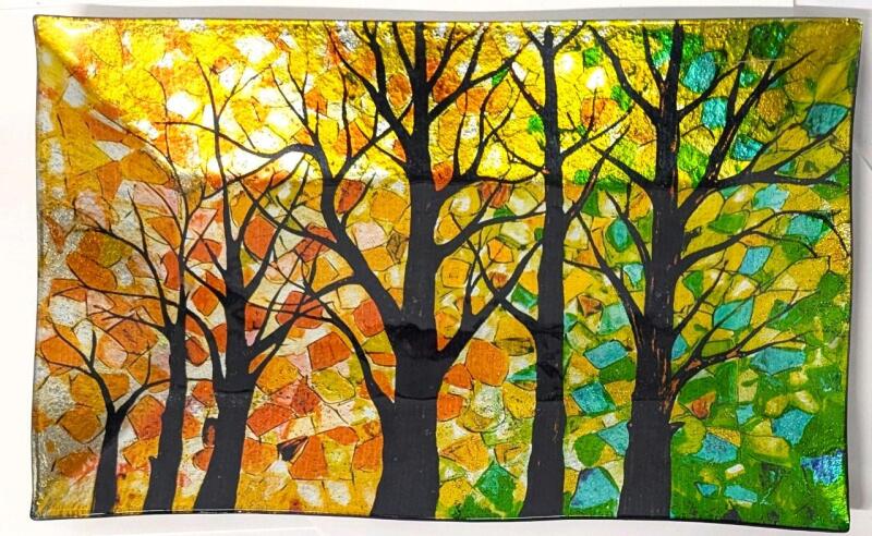Vibrant Tesoro Mio Rectangular Plate - Colourful Forest, 16.4" &times; 10" &times; 1.25" High