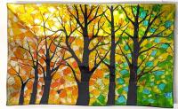 Vibrant Tesoro Mio Rectangular Plate - Colourful Forest, 16.4" &times; 10" &times; 1.25" High