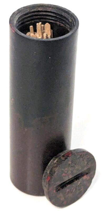 Vintage SMK 4oz Screw-Top Bakelite Toothpick Container, 2.75" Long