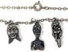 Vintage Triple Tiki Tribal Charm Necklace, 20" Long - 2