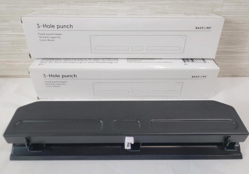 Two (2) New Baseline 3-Hole Paper Punch . 10 Sheet Capacity