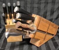 2 Wooden Knife Blocks with Knives