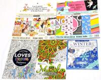 3 New Coloring Books + 2 Large As-New Scrapbooking Paper Pad Blocks 12" &times; 12" Each
