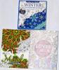 3 New Coloring Books + 2 Large As-New Scrapbooking Paper Pad Blocks 12" &times; 12" Each - 2