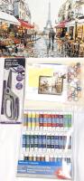 New Arts & Crafts : 36pc Watercolor Set, Spring Scissors & Paint By Numbers Kit 19.3" &times; 15.5"
