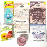 New Scents! 4&times; 2-Pack Scented Sachet Air Fresheners 95ml ea, 3-Pack Little Trees "Bayside Breeze" Car Air Fresheners, Hint of Spring Wax Melts (78g, 6 Melts) & Mini Berry Crisp Scented Candle 85g