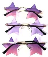 3 New Pairs Kids-Size Funky Star Sunglasses, 5.25" Across