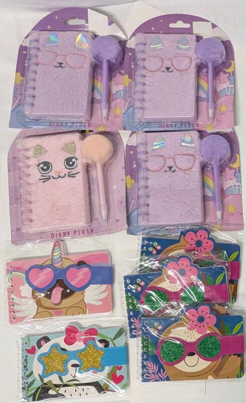 4 New Diary Plush With Pens & 5 New Cute & Cool Animal Notepads, Up To 5.25" Long